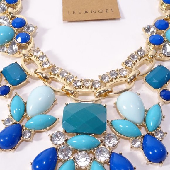 Lee by Lee Angel Capri BIB Statement Necklace NWT 115 BLUE - Picture 10 of 11